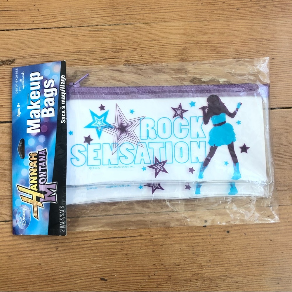NEW Hannah Montana vintage Disney Y2K clear cosmetic makeup bag